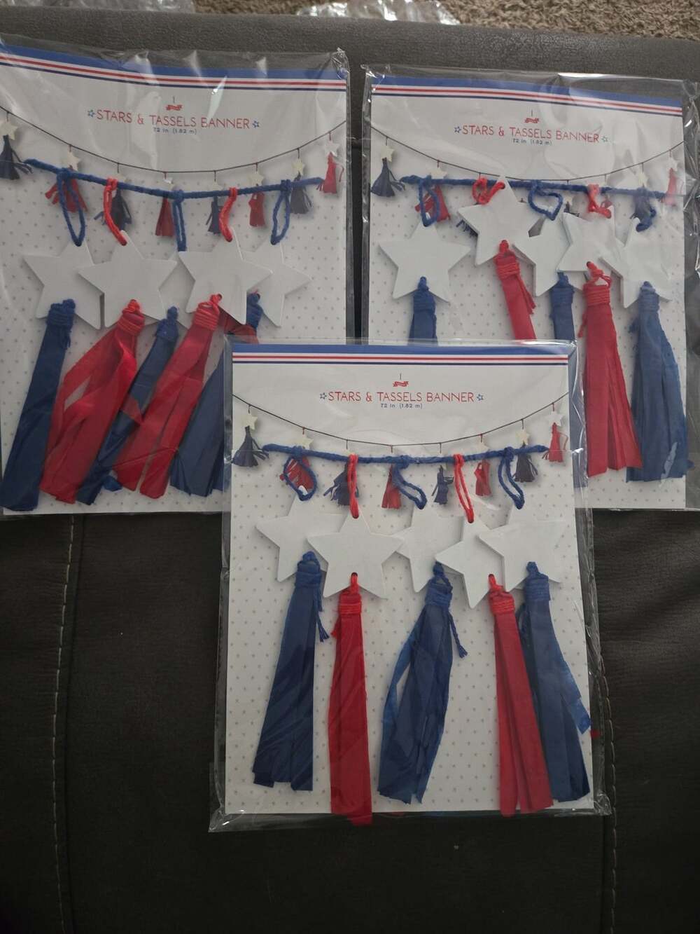 New lot of 3 Pack Target Crepe Paper Stars & Tassels Red White And Blue 72 in.